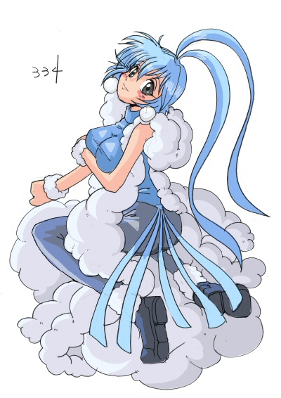 1girl ahoge altaria antenna_hair ass bangs bare_arms bare_shoulders black_legwear black_shoes blue_hair blush breast_hold breasts closed_mouth clouds earrings eyebrows_visible_through_hair eyelashes facing_away full_body fur_trim grey_eyes hair_between_eyes head_tilt huge_ahoge jewelry kneeling large_breasts legs_apart leotard long_hair looking_at_viewer mamecho_(ageatcosh) number pantyhose personification pokemon pokemon_(game) pokemon_oras pokemon_rse shaft_look shoes sidelocks simple_background smile solo tareme taut_clothes taut_leotard turtleneck white_background wristband