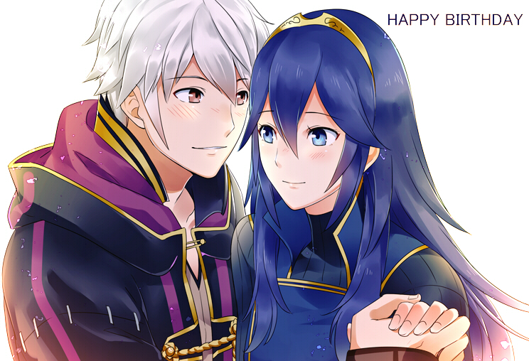 1boy 1girl birthday blue_eyes blue_hair blush cape couple fire_emblem fire_emblem:_kakusei hetero intelligent_systems long_hair looking_at_another love lucina male_my_unit_(fire_emblem:_kakusei) mejiro my_unit_(fire_emblem:_kakusei) nintendo reflet short_hair simple_background smile super_smash_bros. super_smash_bros_for_wii_u_and_3ds tiara white_background