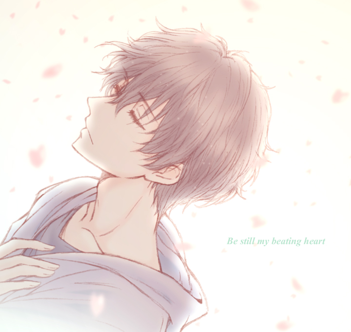 1boy arched_back black_hair bluez closed_eyes hand_on_own_chest hood hooded_sweater hoodie hyouka male_focus oreki_houtarou solo sweater upper_body