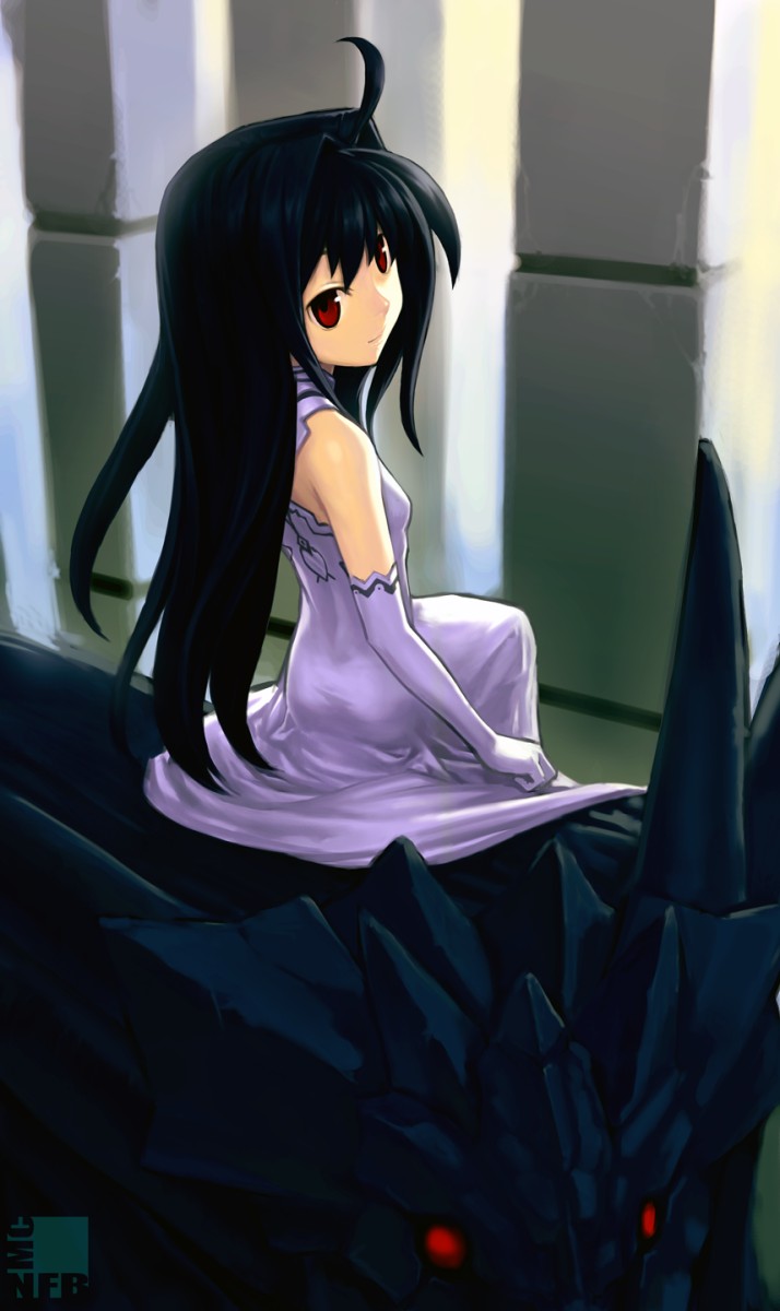 black_hair dress elbow_gloves flat_chest gloves highres long_hair nfb-zmc primate_murder princess red_eyes smile tsukihime