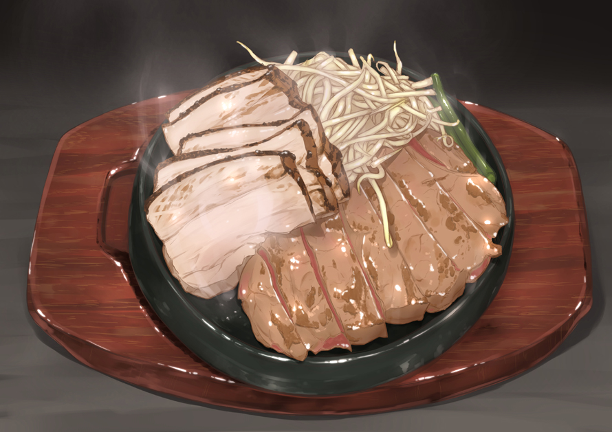 bean_sprouts bowl food green_bean meat no_humans original steam umitsuki_yu