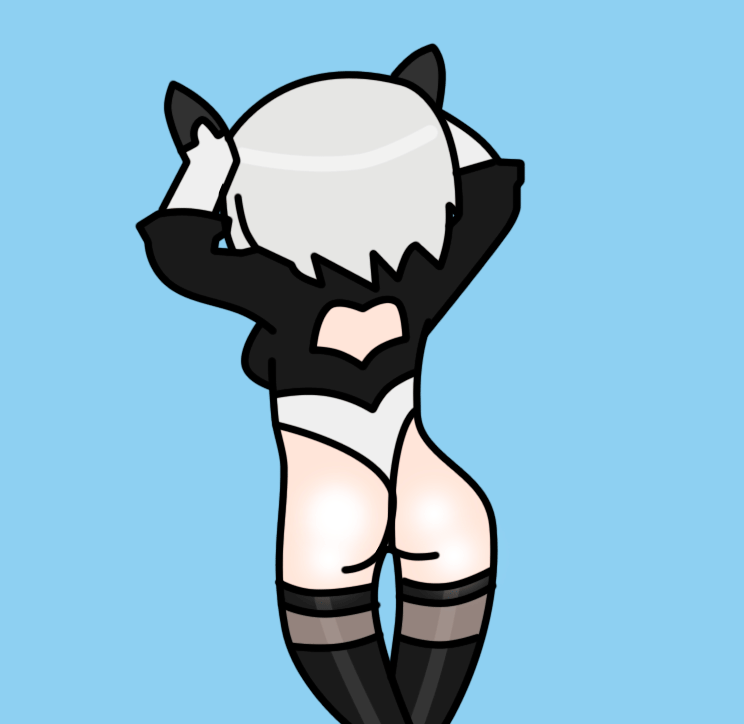 1girl animated animated_gif ass ass_shake blindfold breasts cleavage cleavage_cutout darkwin17 nier_(series) nier_automata solo yorha_no._2_type_b