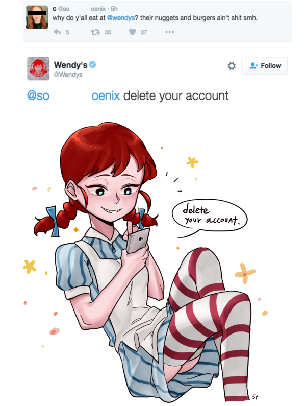 1girl apron blue_eyes braid cellphone dress english invisible_chair long_hair looking_at_phone phone redhead sitting smartphone smirk solo speech_bubble sret striped striped_legwear thigh-highs twin_braids twitter vertical-striped_dress vertical_stripes wendy's wendy_(wendy's)