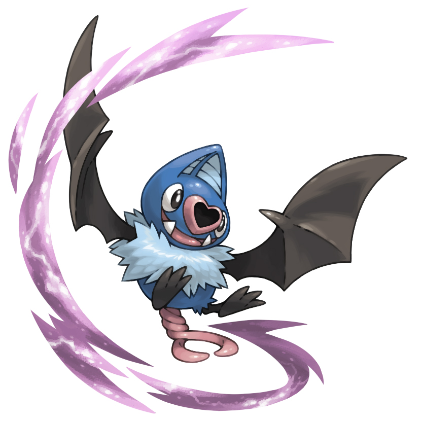 :d bat black_eyes black_wings facing_away flying heart looking_away no_humans open_mouth pearl7 pokemon pokemon_(creature) pokemon_(game) pokemon_bw pokemon_bw2 simple_background smile solo swoobat tail white_background wings