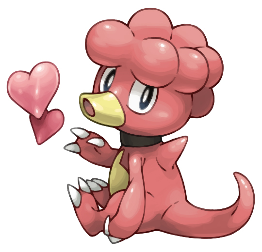 :o blue_eyes bright_pupils claws facing_away from_side full_body heart looking_at_viewer magby no_humans open_mouth pearl7 pokemon pokemon_(creature) pokemon_(game) pokemon_gsc pokemon_hgss simple_background sitting spikes tail white_background