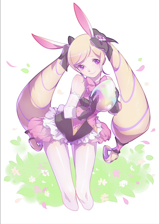 1girl airrabbityan animal_ears blonde_hair blush bunny_girl bunny_tail bunnysuit elise_(fire_emblem_if) fake_animal_ears fire_emblem fire_emblem_heroes fire_emblem_if gloves hair_ribbon long_hair looking_at_viewer rabbit_ears ribbon simple_background smile solo tail twintails violet_eyes wrist_cuffs