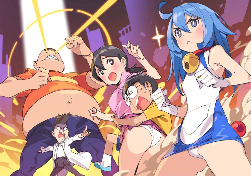 ass black_hair blue_hair doraemon doraemon_(character) genderswap gouda_takeshi honekawa_suneo long_hair minamoto_shizuka nobi_nobita personification pop_kyun