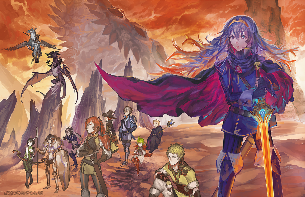 armor azur_(fire_emblem) black_hair blonde_hair blue_eyes blue_hair braid bredy_(fire_emblem) brown_hair cape chambray cynthia_(fire_emblem) degel eudes_(fire_emblem) falchion_(fire_emblem) fire_emblem fire_emblem:_kakusei gloves green_hair hat jerome_(fire_emblem) laurent liz_(fire_emblem) long_hair lucina mark_(fire_emblem) multiple_boys multiple_girls nn_(fire_emblem) noire_(fire_emblem) pegasus pegasus_knight pointy_ears redhead selena_(fire_emblem) shinigami_wyvern short_hair twin_braids twintails violet_eyes weapon white_hair