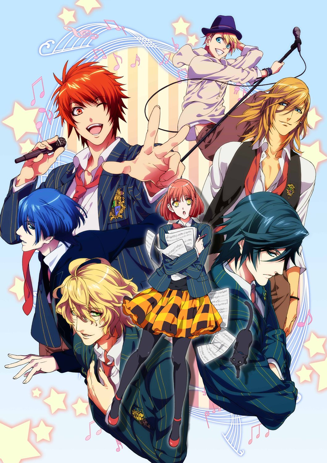 black_hair blue_eyes hijirikawa_masato ichinose_tokiya ittoki_otoya jinguuji_ren kurahana_chinatsu kurusu_shou nanami_haruka shinomiya_natsuki uta_no_prince-sama