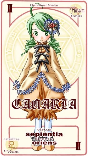 1girl ahoge artist blush bow card_(medium) character_name copyright_name female green_eyes green_hair kanaria lowres pactio pantyhose parody rozen_maiden shoes smile solo venus_symbol white_legwear