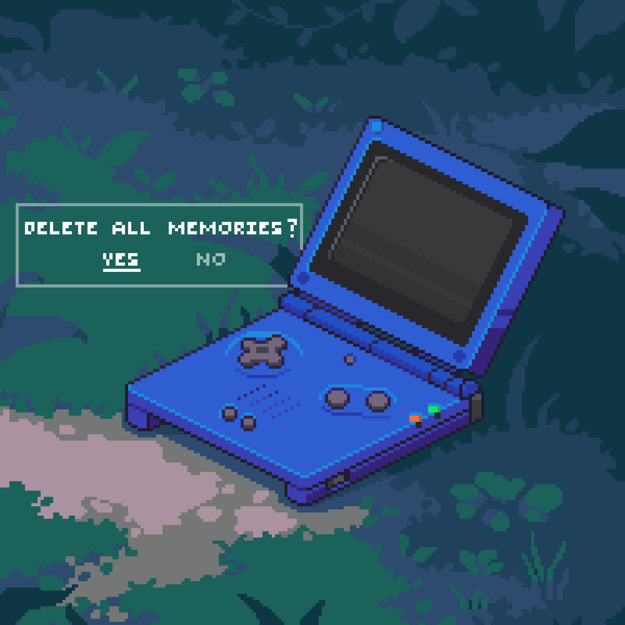 arkhai commentary english_text game_boy_advance_sp grass handheld_game_console highres nintendo no_humans outdoors pixel_art symbol-only_commentary