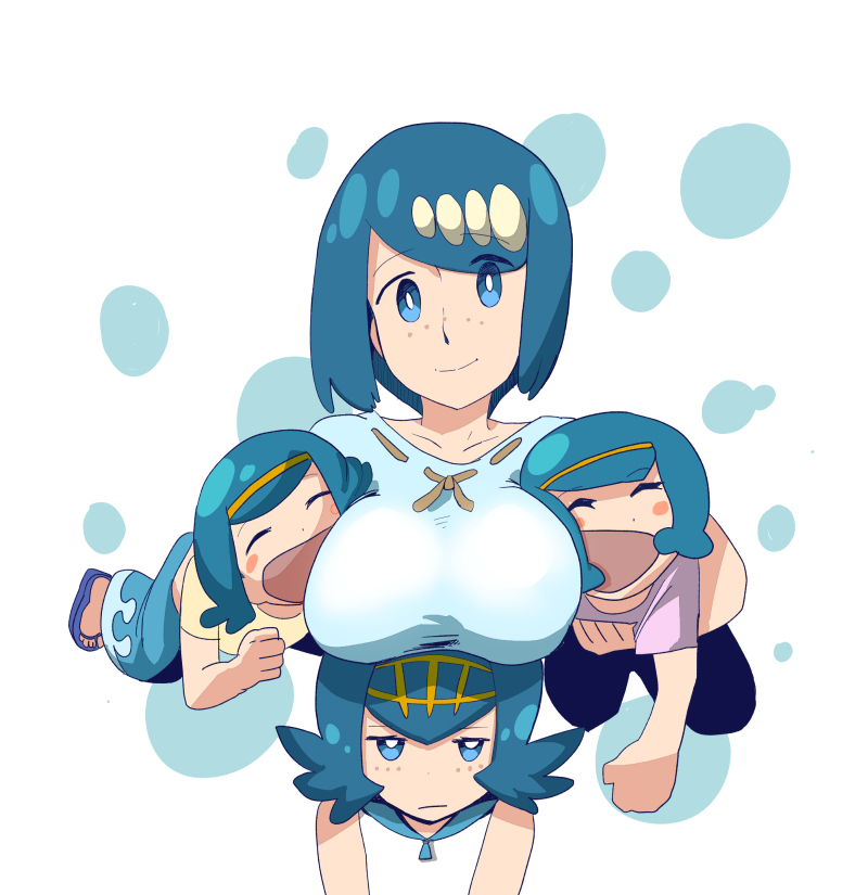 4girls blue_eyes blue_hair hou_(pokemon) mother_and_daughter multiple_girls pokemon pokemon_(anime) pokemon_(game) pokemon_sm pokemon_sm_(anime) sui_(pokemon) suiren's_mother_(pokemon) suiren_(pokemon)