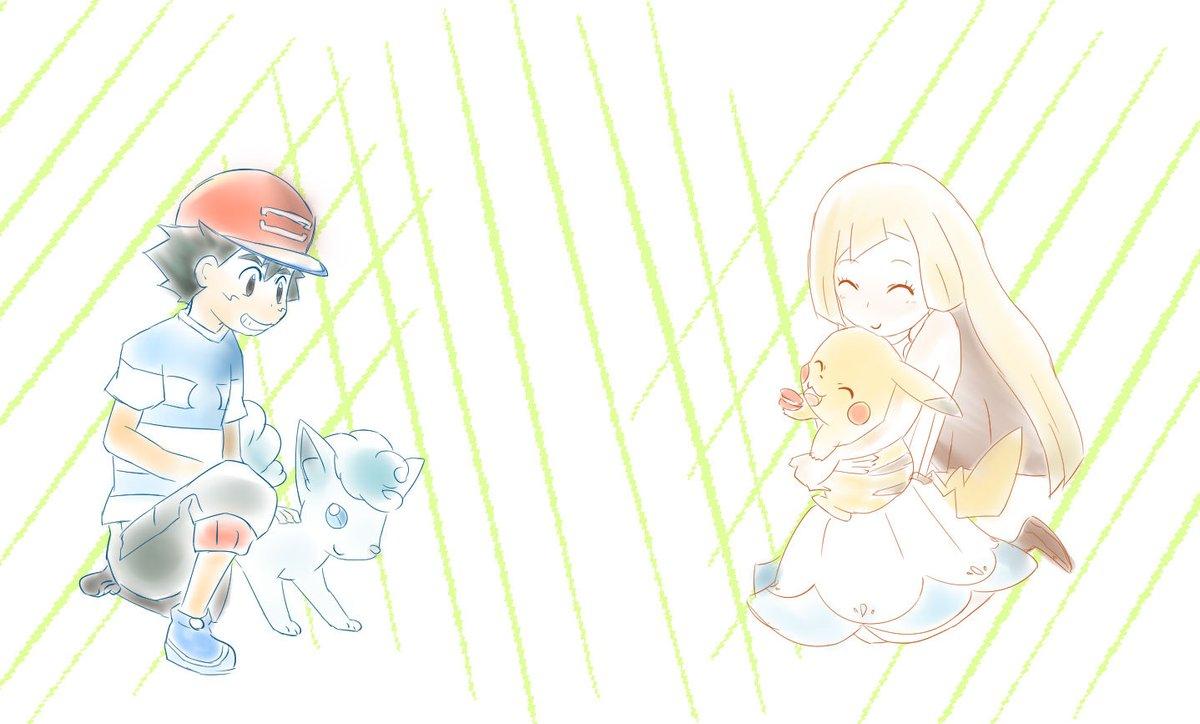 1boy 1girl alolan_vulpix hug lillie_(pokemon) petting pikachu pokemon pokemon_(anime) pokemon_(game) pokemon_sm pokemon_sm_(anime) satoshi_(pokemon)