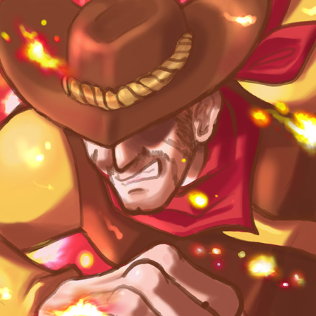 brown_hair cowboy cowboy_hat facial_hair flint hat lowres male mother_(game) mother_3 scarf sparkle western