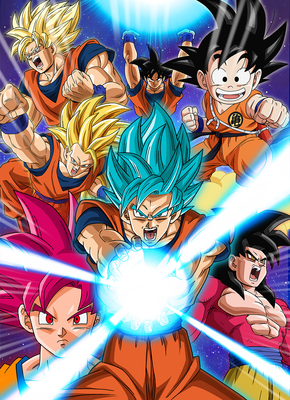 1boy angry black_eyes black_hair blonde_hair blue_eyes blue_hair child dougi dragon_ball dragon_ball_gt dragon_ball_super dragonball_z fighting_stance flying_nimbus genki_dama highres kamehameha long_hair looking_at_viewer nyoibo official_art open_mouth outstretched_arms outstretched_hand red_eyes redhead serious short_hair smile solo son_gokuu spiky_hair super_saiyan super_saiyan_3 super_saiyan_4 super_saiyan_blue super_saiyan_god tail very_long_hair wristband yellow_eyes