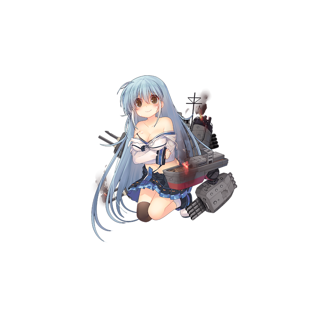 1girl ankle_socks arashi_(zhan_jian_shao_nyu) arm_up bare_shoulders blue_hair blue_skirt blush breast_hold breasts broken cannon cleavage closed_mouth collarbone crossed_arms finger_gun forced_smile hair_between_eyes jiang-ge kneeling long_hair looking_at_viewer machinery navel off_shoulder official_art pleated_skirt remodel_(zhan_jian_shao_nyu) shirt shoes side_ponytail single_knee_pad skirt smoke sneakers torn_clothes torpedo transparent_background turret untied very_long_hair white_legwear white_shirt yellow_eyes zhan_jian_shao_nyu