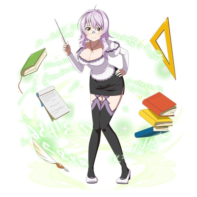 1girl black_legwear black_skirt book breasts brown_eyes collarbone full_body glasses hand_on_hip jewelry large_breasts leaning_forward long_hair looking_at_viewer miniskirt mole mole_on_breast necklace pencil_skirt purple_hair shirt simple_background skirt smile solo standing strea sword_art_online thigh-highs white_background white_shirt