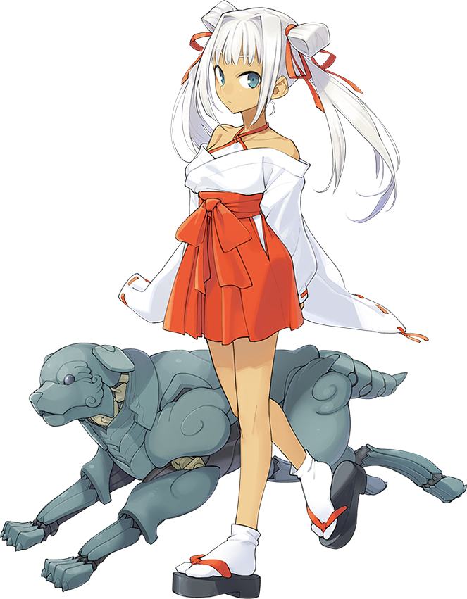 blue_eyes breasts dog full_body long_hair looking_at_viewer looking_to_the_side nakatani official_art oshiro_project oshiro_project_re skirt small_breasts tan transparent_background twintails utsunomiya_(oshiro_project) walking white_hair