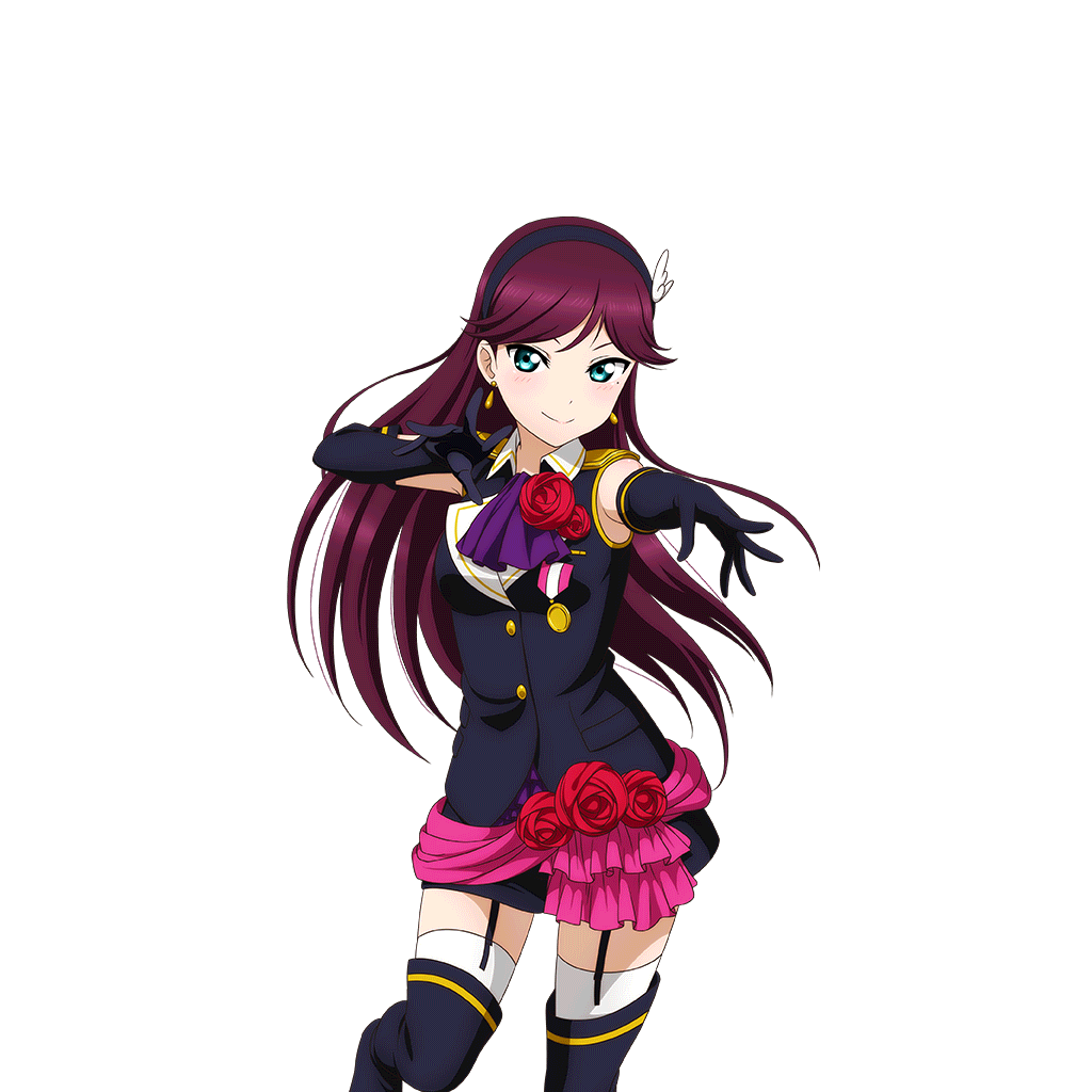 1girl a-rise artist_request bare_shoulders black_gloves blush boots cravat earrings elbow_gloves epaulettes flower garter_straps gloves green_eyes hairband jewelry long_hair looking_at_viewer love_live! love_live!_school_idol_festival love_live!_school_idol_project mole mole_under_eye official_art purple_hair red_rose rose shocking_party skirt sleeveless smile solo thigh-highs thigh_boots toudou_erena white_legwear