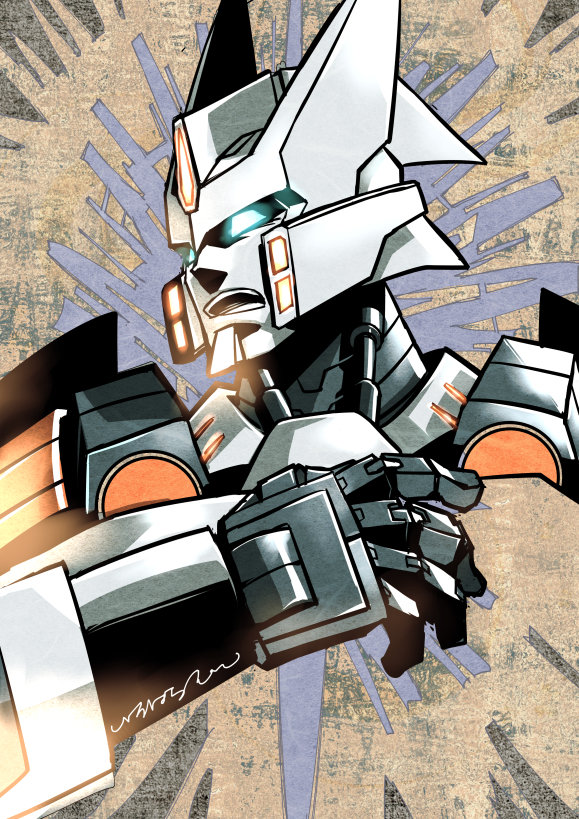 1boy artist_request autobot blue_eyes drift glowing glowing_eyes machine machinery mecha no_humans open_mouth personification robot solo teeth transformers upper_body