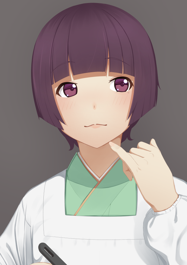 1girl blush close-up eromanga_sensei eyebrows_visible_through_hair looking_away purple_hair putchers senju_muramasa short_hair solo upper_body violet_eyes