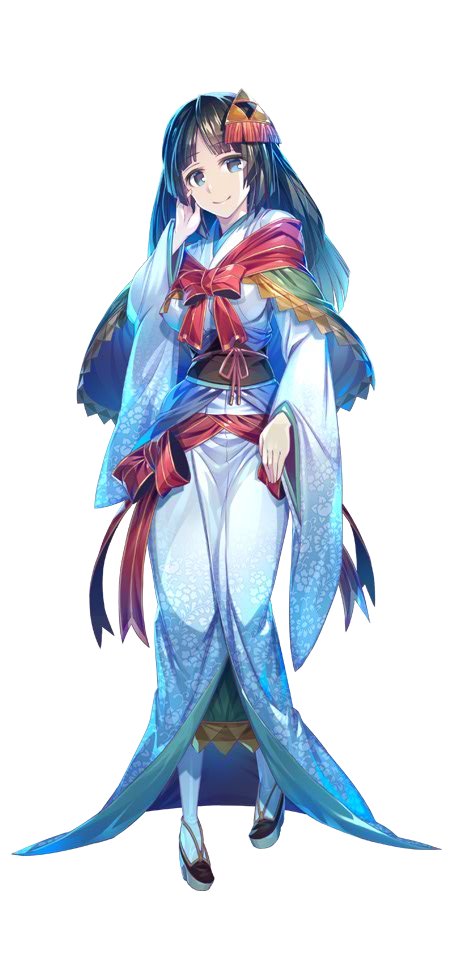1girl blue_eyes full_body green_hair hair_ornament hand_on_own_face japanese_clothes long_hair odawara_(oshiro_project) official_art oshiro_project oshiro_project_re smile transparent_background zounose
