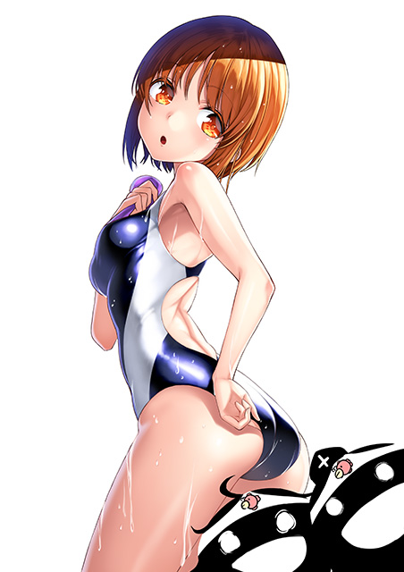 3girls adjusting_clothes adjusting_swimsuit akiyama_yukari ass bangs breasts brown_eyes brown_hair commentary_request competition_swimsuit cowboy_shot from_behind girls_und_panzer kyon_(fuuran) looking_at_viewer looking_back medium_breasts multiple_girls nishizumi_maho nishizumi_miho o_o object_on_head one-piece_swimsuit open_mouth panties panties_on_head parted_lips short_hair silhouette silhouette_demon solo_focus standing swimsuit underwear wet wet_clothes wet_hair wet_swimsuit
