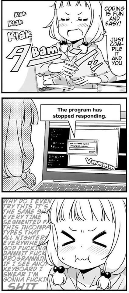 &gt;_&lt; 1girl 3koma closed_eyes comic computer greyscale hair_bobbles hair_ornament hard_translated hood hoodie laptop long_hair low_twintails monochrome new_game! pout profanity sakura_nene solo source_request truth twintails