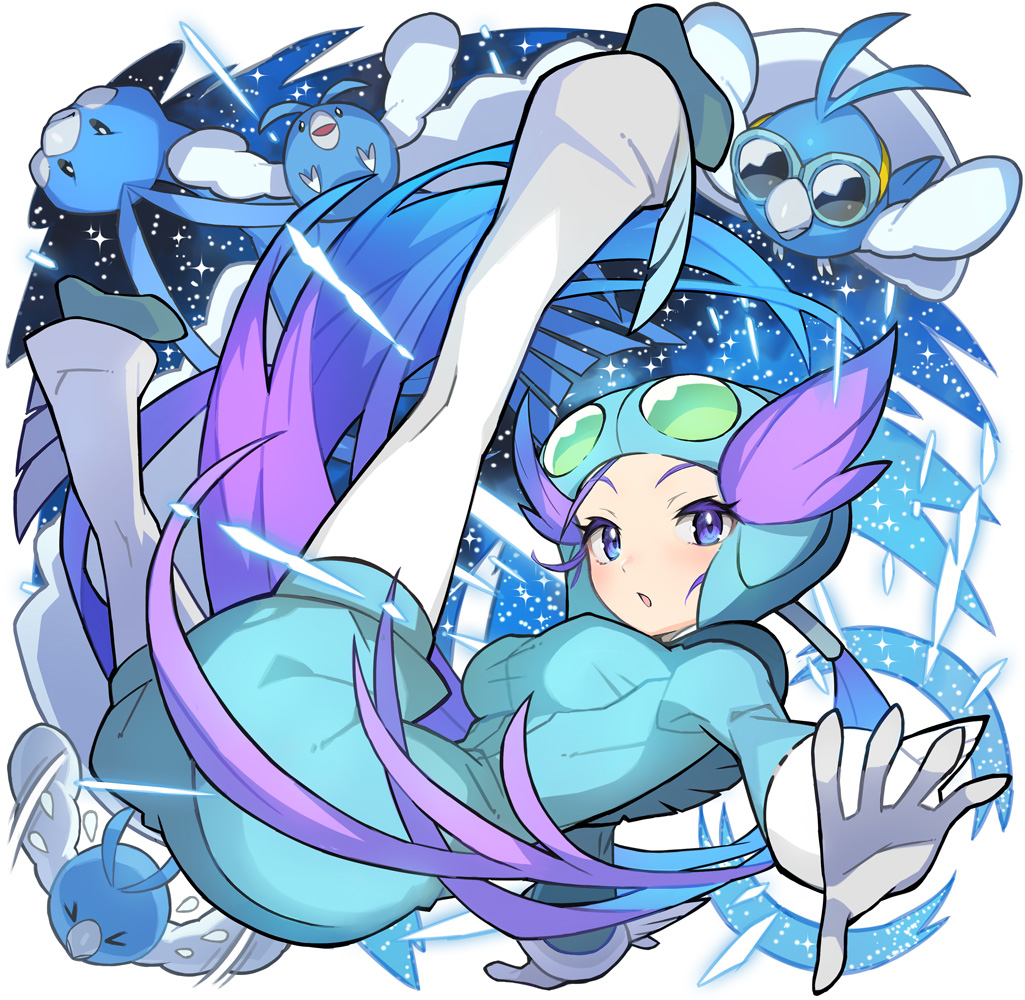 blue_eyes blue_hair dress long_hair nagi_(pokemon) pokemon swablu