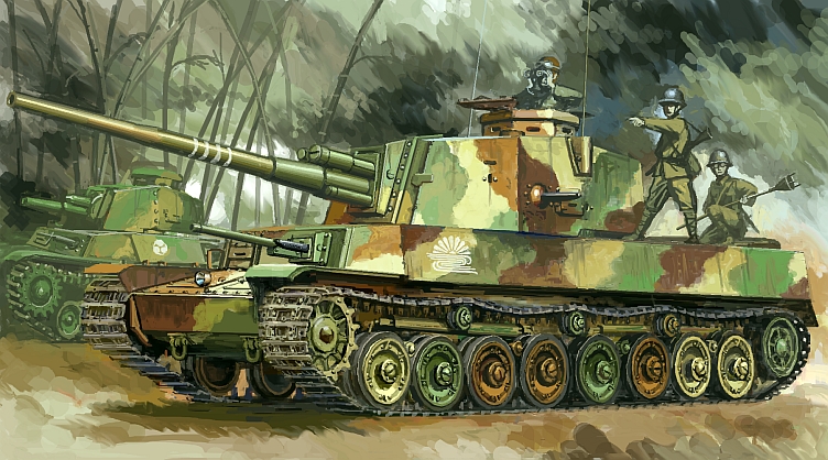 3boys bamboo bamboo_forest forest ground_vehicle imperial_japanese_army military military_vehicle motor_vehicle multiple_boys nature original sdkfz221 tank type_5_chi-ri