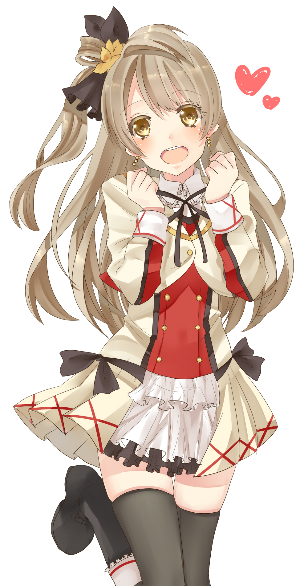 blush brown_eyes brown_hair dress happy long_hair minami_kotori