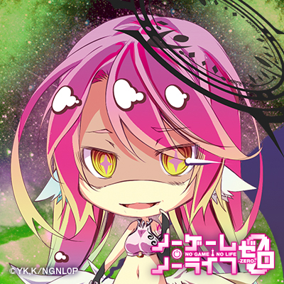 1girl angel_wings bridal_gauntlets chibi copyright_name crop_top evil_smile feathered_wings gloves gradient_hair halo jibril_(no_game_no_life) long_hair low_wings lowres magic_circle multicolored_hair navel no_game_no_life official_art open_mouth pink_hair smile solo tattoo white_wings wing_ears wings yellow_eyes