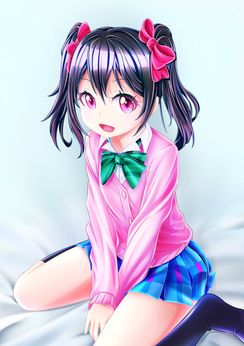 black_hair blush long_hair love_live!_school_idol_project red_eyes smile twintails yazawa_nico