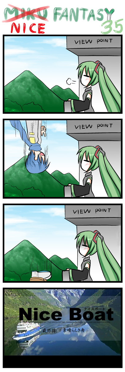 catstudio_(artist) comic hatsune_miku highres kaito nice_boat parody school_days silent_comic twintails vocaloid