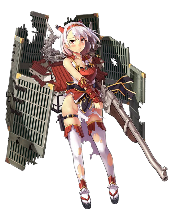 1girl aizuwakamatsu_(oshiro_project) antique_firearm architecture armor breastplate castle east_asian_architecture firearm full_body gun hairband holding holding_weapon horns kekemotsu looking_at_viewer no_panties official_art oshiro_project oshiro_project_re red_eyes rifle shachihoko short_hair smile thigh-highs torn_clothes torn_thighhighs transparent_background wavy_mouth weapon white_hair