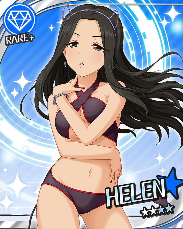 black_hair green_eyes helen_(idolmaster) idolmaster idolmaster_cinderella_girls long_hair