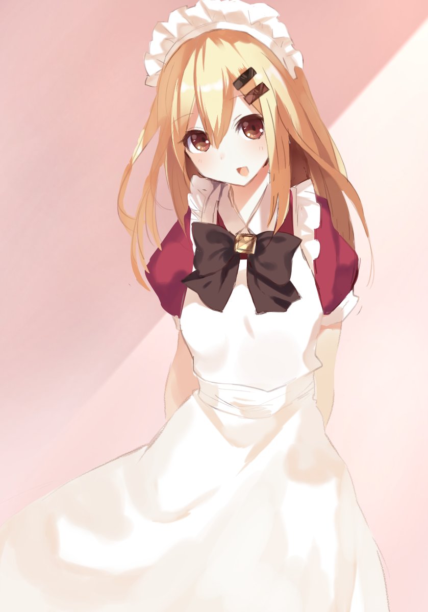 1girl blancpig_yryr blonde_hair financier long_hair maid maid_headdress neptune_(series)