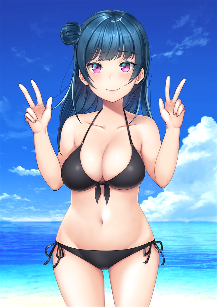 blue_hair long_hair love_live!_sunshine!! pink_eyes tsushima_yoshiko