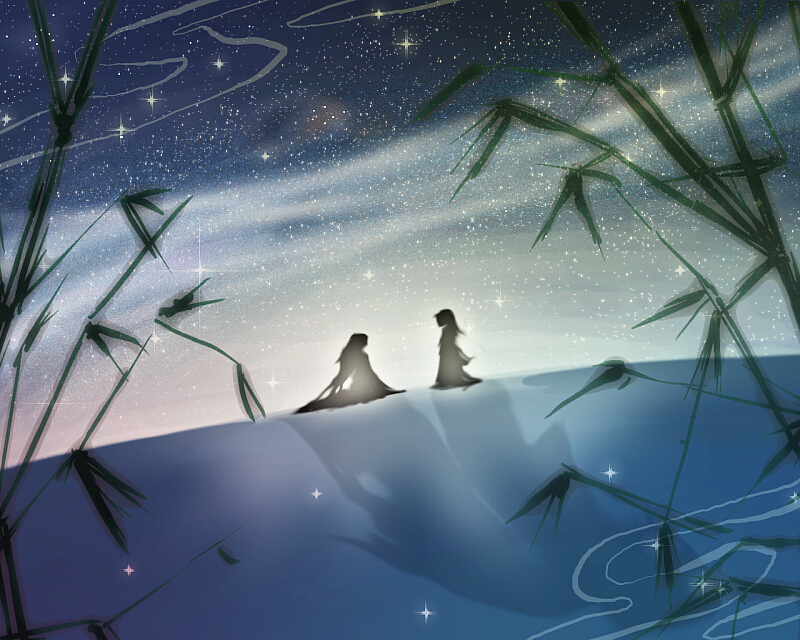 ganc_(pixiv7578) night night_sky orihime ro_man sky star star_(sky) starry_sky stars tanabata