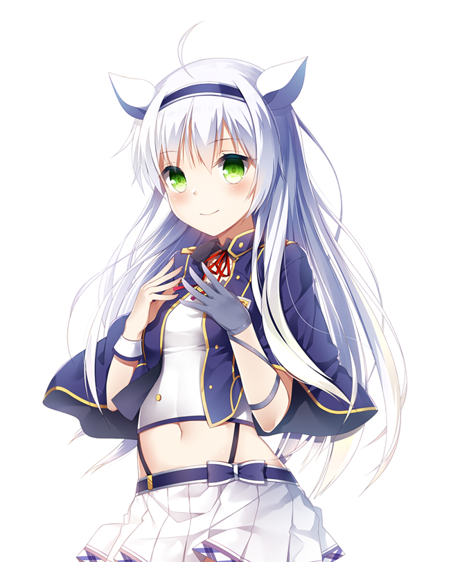 1girl ahoge animal_ears dress green_eyes long_hair rokudenashi_majutsu_koushi_to_akashic_record school_uniform sistine_fiber skirt smile white_hair