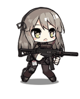 1girl animated animated_gif assault_rifle black_legwear black_shoes chibi girls_frontline grey_hair gun h&amp;k_ump heckler_&amp;_koch holding holding_gun holding_weapon jacket lowres military military_uniform official_art open_clothes open_jacket open_mouth pantyhose rifle rubbing_eyes shoes simple_background solo standing submachine_gun trigger_discipline ump40_(girls_frontline) uniform walkie-talkie weapon white_background yellow_eyes