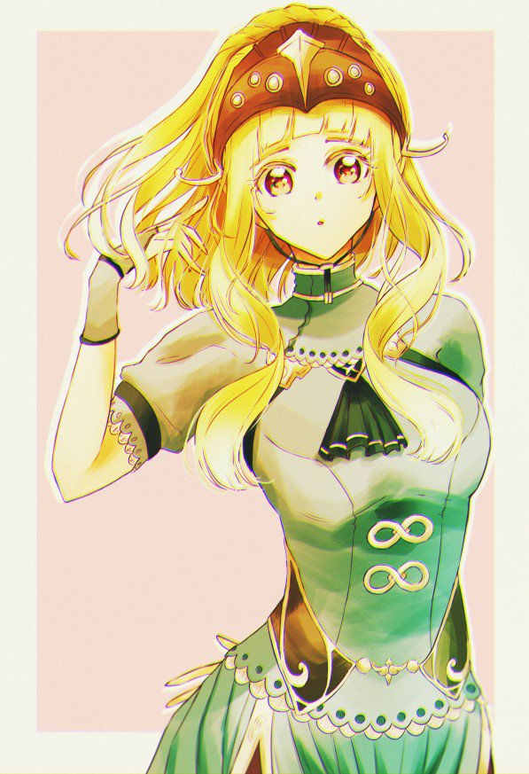1girl blonde_hair clair_(fire_emblem) fingerless_gloves fire_emblem fire_emblem_echoes:_mou_hitori_no_eiyuuou gloves jewelry looking_at_viewer necklace simple_background solo
