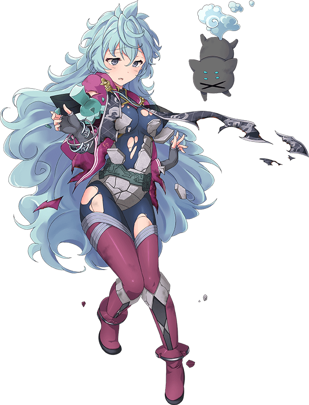 1girl aqua_hair artist_request fingerless_gloves full_body gloves jitome long_hair looking_down official_art oshiro_project oshiro_project_re takeda_(oshiro_project) torn_clothes transparent_background very_long_hair violet_eyes