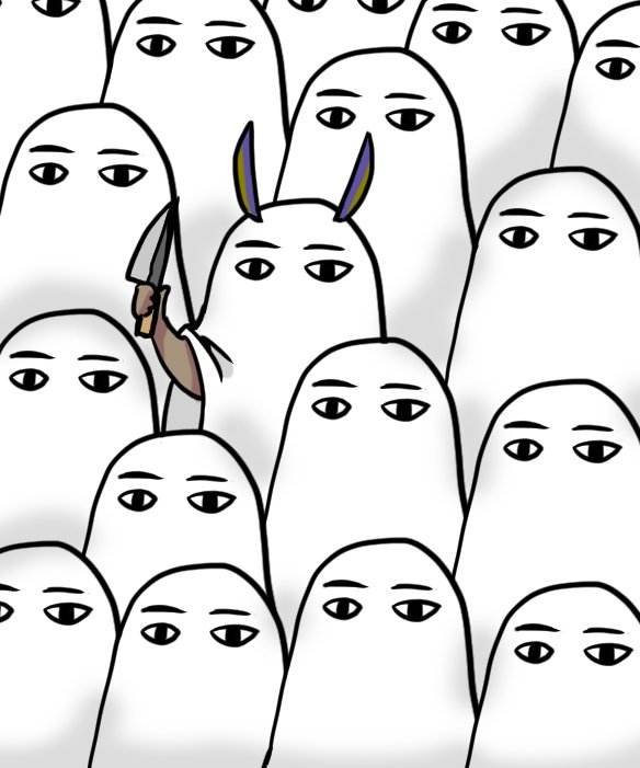 1girl commentary commentary_request knife medjed nitocris_(fate/grand_order) nitocris_(swimsuit_assassin)_(fate) yomogi_(acrylicpaints)