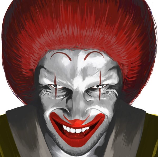aphex_twin creepy evil_grin evil_smile grin kai_(artist) kai_(ouf) male mcdonald's mcdonald's mcdonalds parody red_hair redhead ronald_mcdonald smile