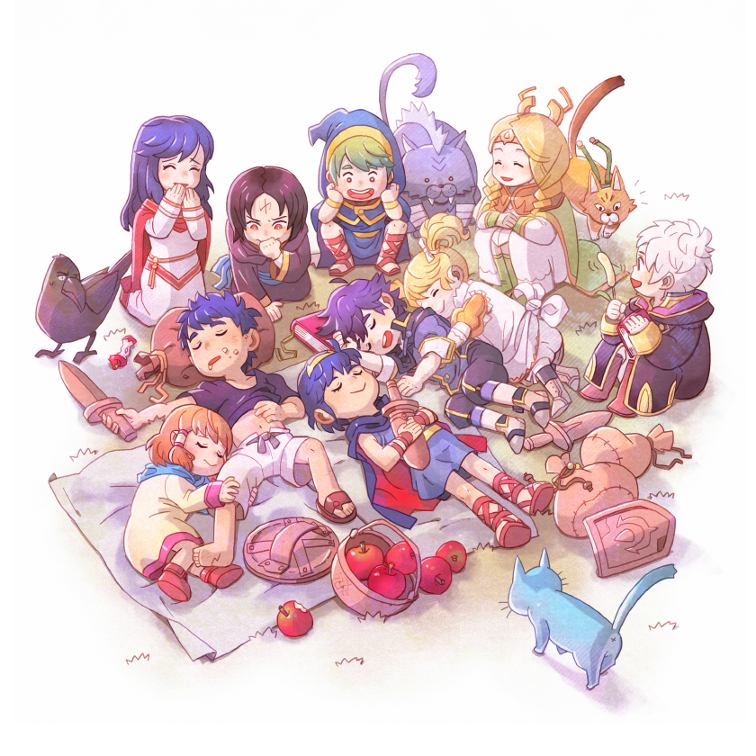 black_hair blonde_hair blue_eyes blue_hair blush brother_and_sister brown_hair chibi closed_eyes dress elice_(fire_emblem) fire_emblem fire_emblem:_kakusei fire_emblem:_mystery_of_the_emblem fire_emblem:_souen_no_kiseki fire_emblem_heroes green_hair hairband ike krom liz_(fire_emblem) long_hair male_my_unit_(fire_emblem:_kakusei) marich marth mist_(fire_emblem) multiple_boys multiple_girls my_unit_(fire_emblem:_kakusei) open_mouth red_eyes scarf short_hair short_twintails siblings sisters sleeping smile soren twintails younger