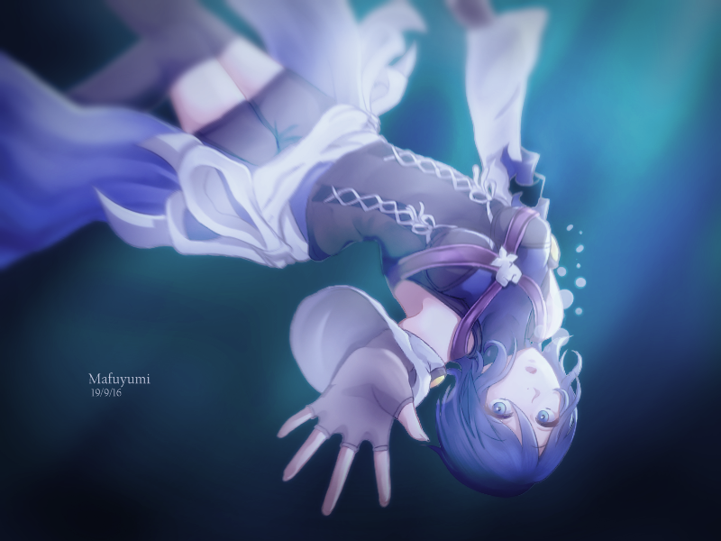 1girl aqua_(kingdom_hearts) black_legwear blue_eyes blue_hair detached_sleeves fingerless_gloves gloves kingdom_hearts kingdom_hearts_birth_by_sleep short_hair solo thigh-highs