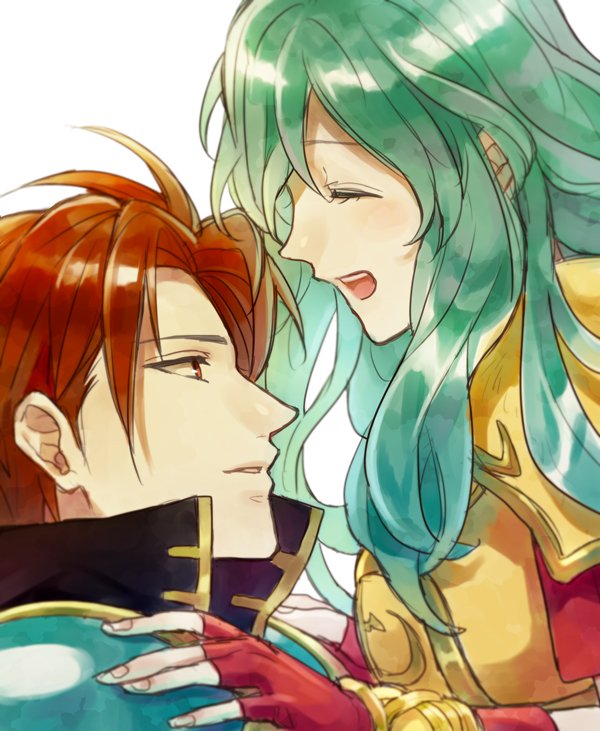 1boy 1girl akke aqua_hair armor blue_hair cape couple eirika fire_emblem fire_emblem:_seima_no_kouseki fire_emblem_heroes gloves hetero long_hair red_eyes redhead seth_(fire_emblem) short_hair smile