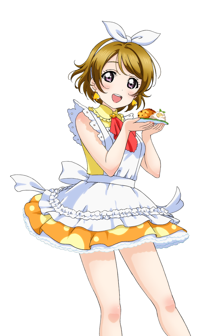 1girl apron artist_request bare_shoulders blush bow brown_hair dress earrings fingernails hair_bow hairband holding jewelry koizumi_hanayo korekara_no_someday looking_at_viewer love_live! love_live!_school_idol_festival love_live!_school_idol_festival_after_school_activity love_live!_school_idol_project nail_polish official_art open_mouth petticoat pink_nails plate short_hair sleeveless sleeveless_dress smile solo sweets transparent_background violet_eyes