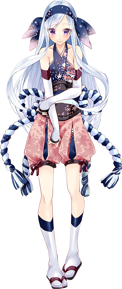 1girl artist_request bare_shoulders blush detached_sleeves full_body hairband hirosaki_(oshiro_project) kneehighs long_hair official_art oshiro_project oshiro_project_re silver_hair transparent_background very_long_hair violet_eyes